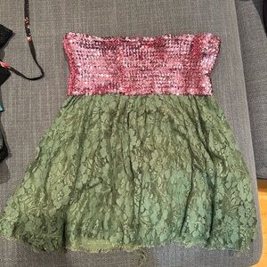 Pink Sequin Lace Skater Skirt